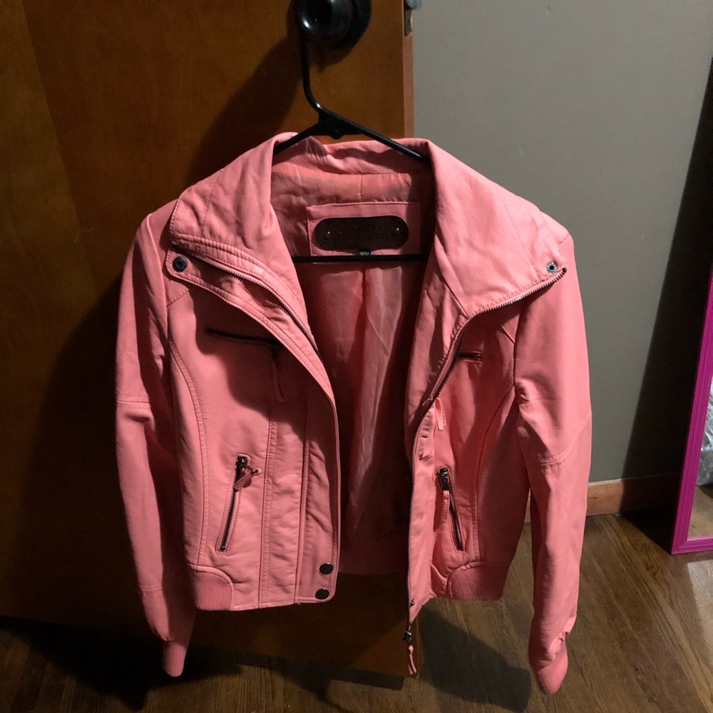 Pink faux leather jacket